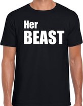 Her beast t-shirt zwart met witte letters voor heren 2XL
