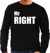 Mr right sweater / trui zwart met witte letters voor heren S