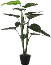 Grote groene Philodendron kunstplant 100 cm in zwarte pot - Kunstplanten/nepplanten