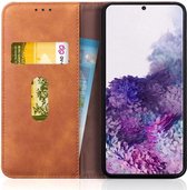 Samsung Galaxy S20 Hoesje Wallet Book Case Vintage Kunst Leer Bruin