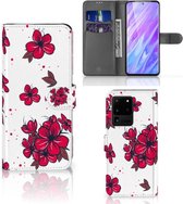 Flip Case Geschikt voor Samsung Galaxy S20 Ultra Hoesje Blossom Rood