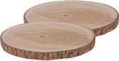 2x Woondecoratie ronde boomschijven 40 cm van Paulowna hout - Woonaccessoires boomschijf rond