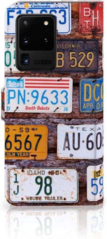 PU Premium Housse pour Samsung Galaxy S20 Ultra Portefeuille Plaques D'Immatriculation