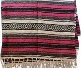 Mexicaanse deken - falsa - acryl - 180 x 125 cm - groffe weefstructuur - Roze - MSAZZ0pink