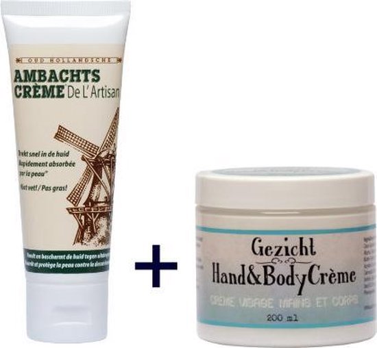 VOORDEELPACK, tube 75ml en Ambachtskroon 200ml Gezicht, hand en bodycreme,aftersun, handcreme,bodycreme,gezichtscreme,droge handen,schrale handen,ruwe handen,droge voeten