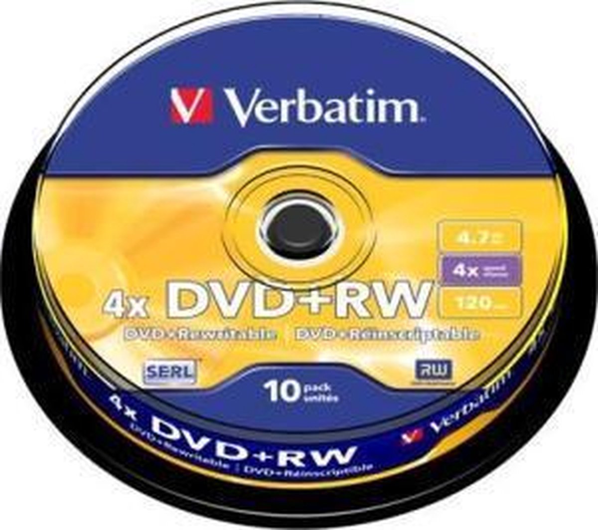 DVD+RW Verbatim 4x - 4,7Go - Lot De 5 - Réinscriptible 1000 Fois - Compatible Tous Lecteurs