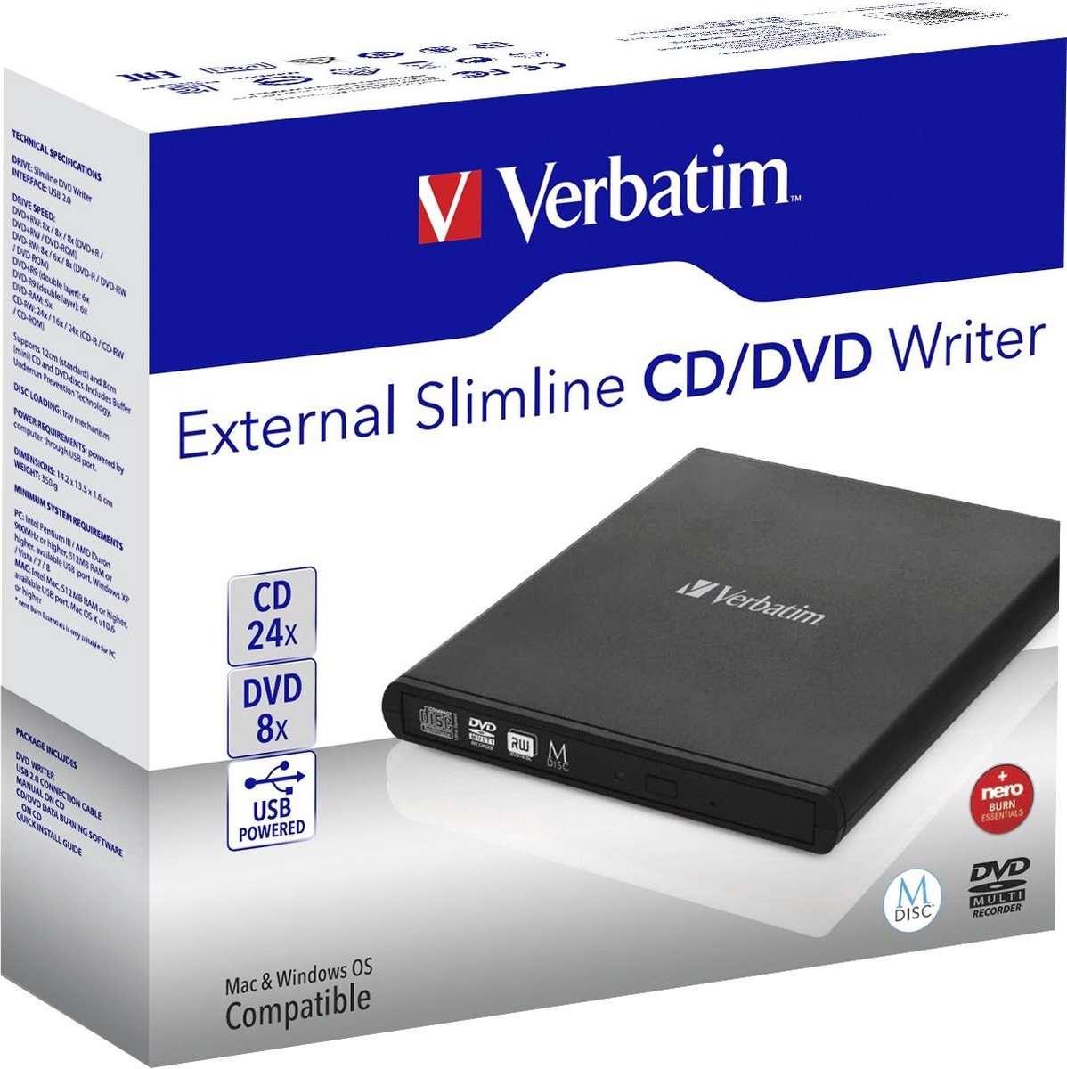 Verbatim Externe Slimline CD/DVD-brander | bol