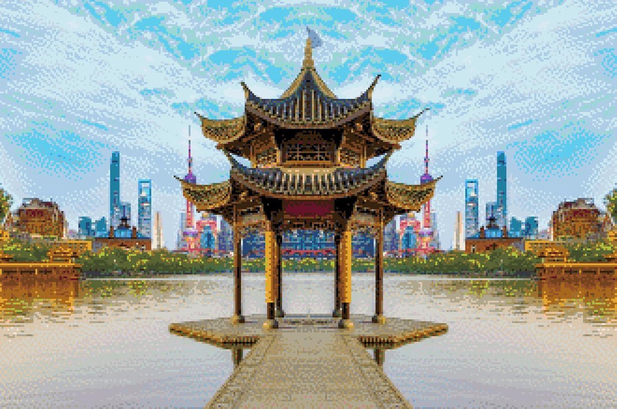MyHobby Borduurpakket – Peking (Beijing) 60×40 cm - Aida borduurstof 5,5 kruisjes/cm (14 count) - Telpatroon - Borduurgaren - Borduurnaald - Handleiding - Voor Beginners & Gevorderden - Complete borduurset
