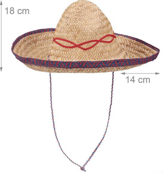 Relaxdays 4 x Sombrero naturel - gevlochten strohoed - Mexicaanse hoed -  carnaval – beige | bol.com