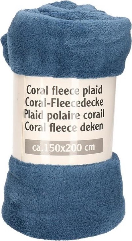 Blauwe warme fleece deken - 150 x 200 cm - woondeken / plaid | bol.com