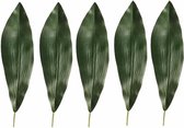 5x Kunst Aspidistra blad 75 cm donkergroen - kunstplant