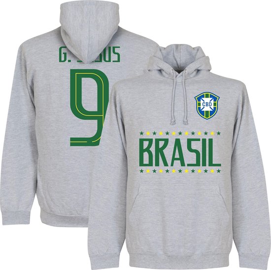 Brazilië G. Jesus 9 Team Hooded Sweater - Grijs - M