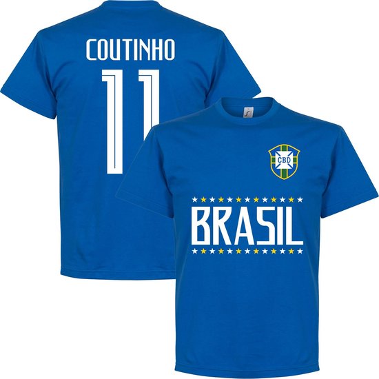 Brazilië Coutinho 11 Team T-Shirt - Blauw - L