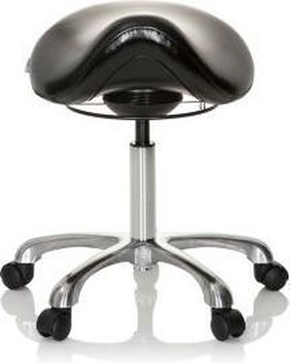 hjh OFFICE Ortho SIT - Werkstoel / werkkruk/ verhoogde bureaustoel - Zwart - Kunstleder
