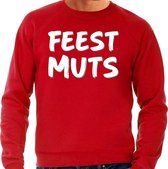 Feest muts sweater / trui rood met witte letters voor heren -  fun tekst truien / grappige sweaters M
