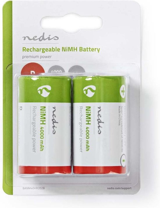 Nedis pile Rechargeable Ni-mh C 1.2 V 4 000 Mah 2 Pièces Blister