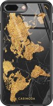 iPhone 8 Plus/7 Plus hoesje glass - Wereldkaart | Apple iPhone 8 Plus case | Hardcase backcover zwart