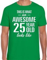 Awesome 25 year / 25 jaar cadeau t-shirt groen heren M