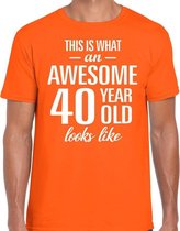 Awesome 40 year / 40 jaar cadeau t-shirt oranje heren M