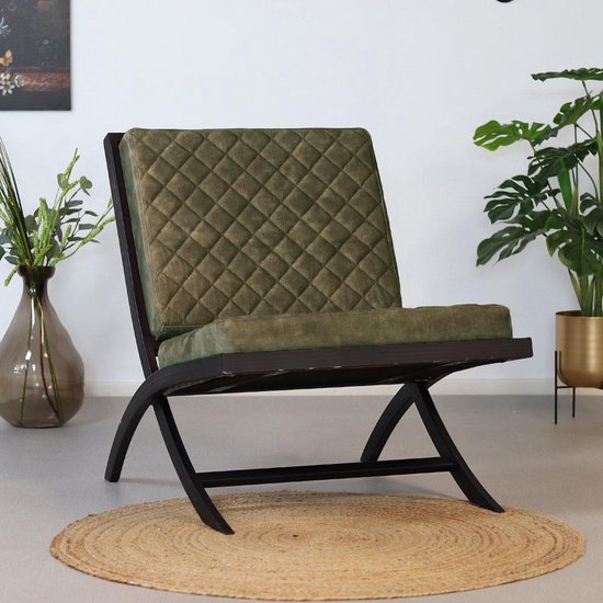 Bronx71® Design fauteuil Madrid velvet groen