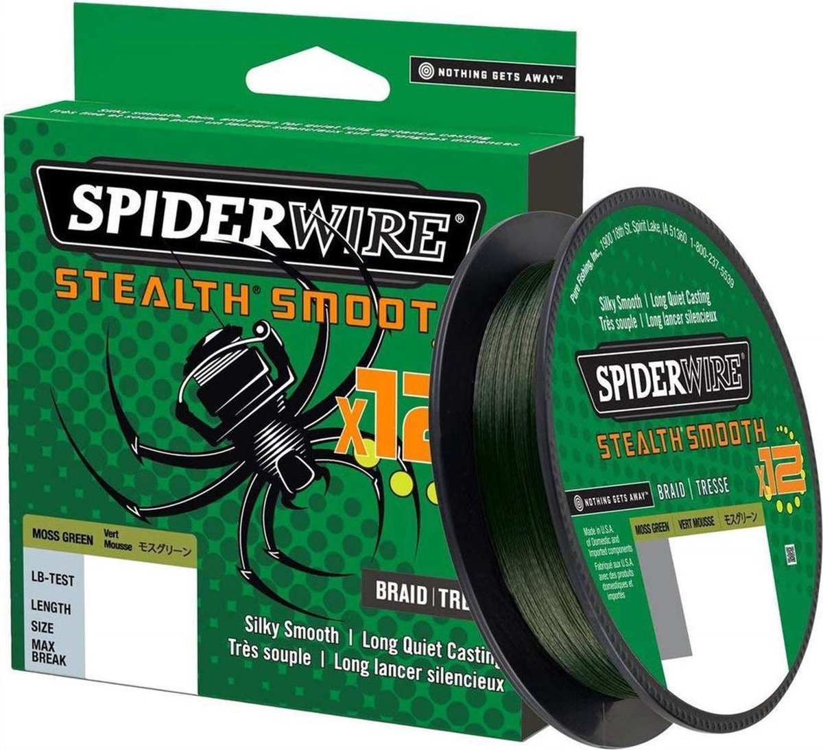 Spiderwire Stealth Smooth 12 Braid -Moss Green - 0.07mm - 6.0kg - 150m - Groen