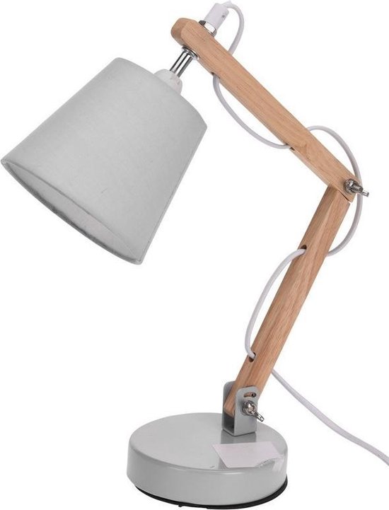 Voorganger snijden Hymne Witte tafellamp/bureaulamp hout/metaal 26 cm - Woondecoratie lamp op  metalen voet wit | bol.com