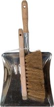 Stoffer en blik van verzinkt staal met houten stoffer  22 x 23 cm - huishoud / schoonmaakbenodigdheden - schoonmaakartikelen - schoonmaken / huishouding