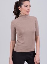 Dames trui sand viscose turtle hals 1/2 mouw - DUBAI