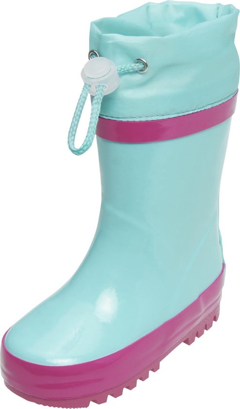 Playshoes Regenlaarzen met trekkoord Kinderen - Turquoise/Roze - Maat 34-35