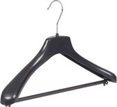 De Kledinghanger Gigant - 40 x Mantel / kostuumhanger kunststof zwart met schouderverbreding en broeklat, 38 cm