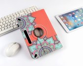 P.C.K. Hoesje/Boekhoesje/Bookcover/Case draaibaar rood met print geschikt voor 10 inch Tablets universeel MET PEN EN GLASFOLIE