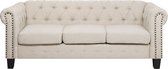 Beliani CHESTERFIELD - Three Seater Sofa - Beige - Polyester