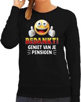 Funny emoticon sweater Bedankt geniet van je pensioen zwart dame XS