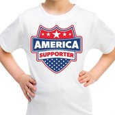 America supporter schild t-shirt wit voor kinderen - Amerika / USA landen shirt / kleding - EK / WK / Olympische spelen outfit 158/164