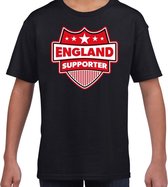 Engeland / England schild supporter  t-shirt zwart voor kinderen L (146-152)