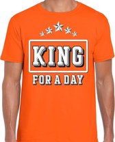 Koningsdag t-shirt King for a day oranje voor heren - Kingsday shirt / kleding XL