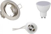 LED Spot Set - Trion - GU10 Fitting - Inbouw Rond - Mat Nikkel - 4W - Natuurlijk Wit 4200K - Kantelbaar Ø83mm - BES LED