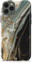 Apple iPhone 11 Pro Max Marmor Design Back Cover Hoesje - Zwart & Goud