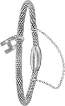 Lucardi Dames Armband mesh letter H met kristal - Staal - Armband - Cadeau - 19 cm - Zilverkleurig