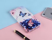 P.C.K. Hoesje/Boekhoesje luxe blauw met vlinder print geschikt voor Apple Iphone 11