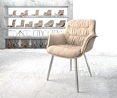 Gestoffeerde-stoel Kaira-Flex 4-poot conisch roestvrij staal beige vintage