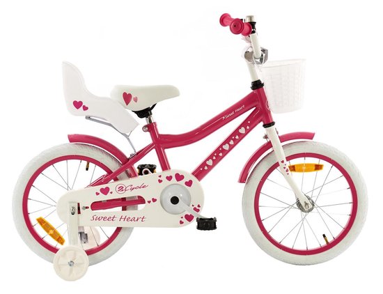 2Cycle Sweet Kinderfiets -16 inch - Poppenzitje - Roze-Wit - Meisjesfiets |  bol.com