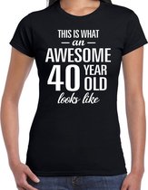 Awesome 40 year / 40 jaar cadeau t-shirt zwart dames M