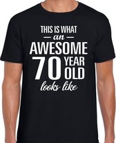 Awesome 70 year - geweldige 70 jaar cadeau t-shirt zwart heren -  Verjaardag cadeau M