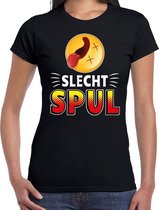 Funny emoticon t-shirt slecht spul zwart voor dames S