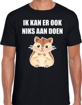 Ik kan er ook niks aan doen hamsteren t-shirt zwart voor dames XL