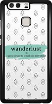 Casimoda® telefoonhoesje - Geschikt voor Huawei P9 - Wanderlust - Zwart TPU hoesje - Backcover - Multi - Tekst