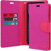 iPhone XR hoes - Mercury Canvas Diary Wallet Case - Roze