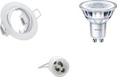 LED Spot Set - GU10 Fitting - Inbouw Rond - Mat Wit - Kantelbaar Ø83mm - Philips - CorePro 827 36D - 5W - Warm Wit 2700K - Dimbaar - BES LED