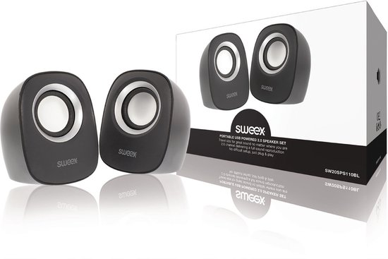 Sweex SW20SPS110BL Mini Speaker 2.0 Bedraad 4 W Zwart/Zilver | bol.com